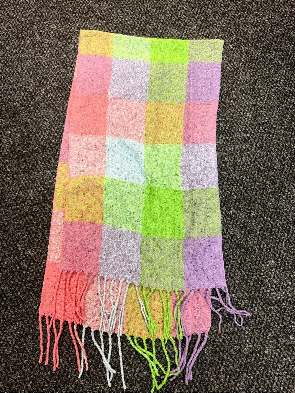 Pastel Plaid Fringe Scarf - Women Accessories